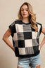 BiBi Checker With Stripes Pattern Sleeveless Sweater