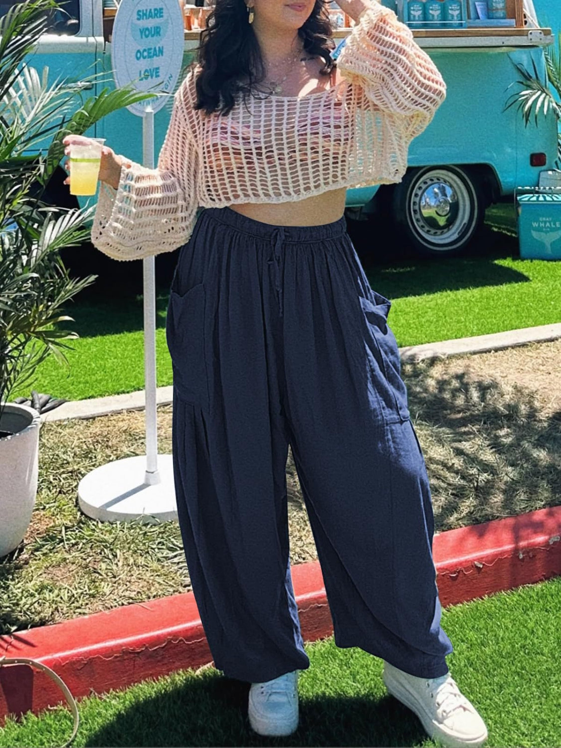 Full Size Drawstring Pants with Pockets Plus Size