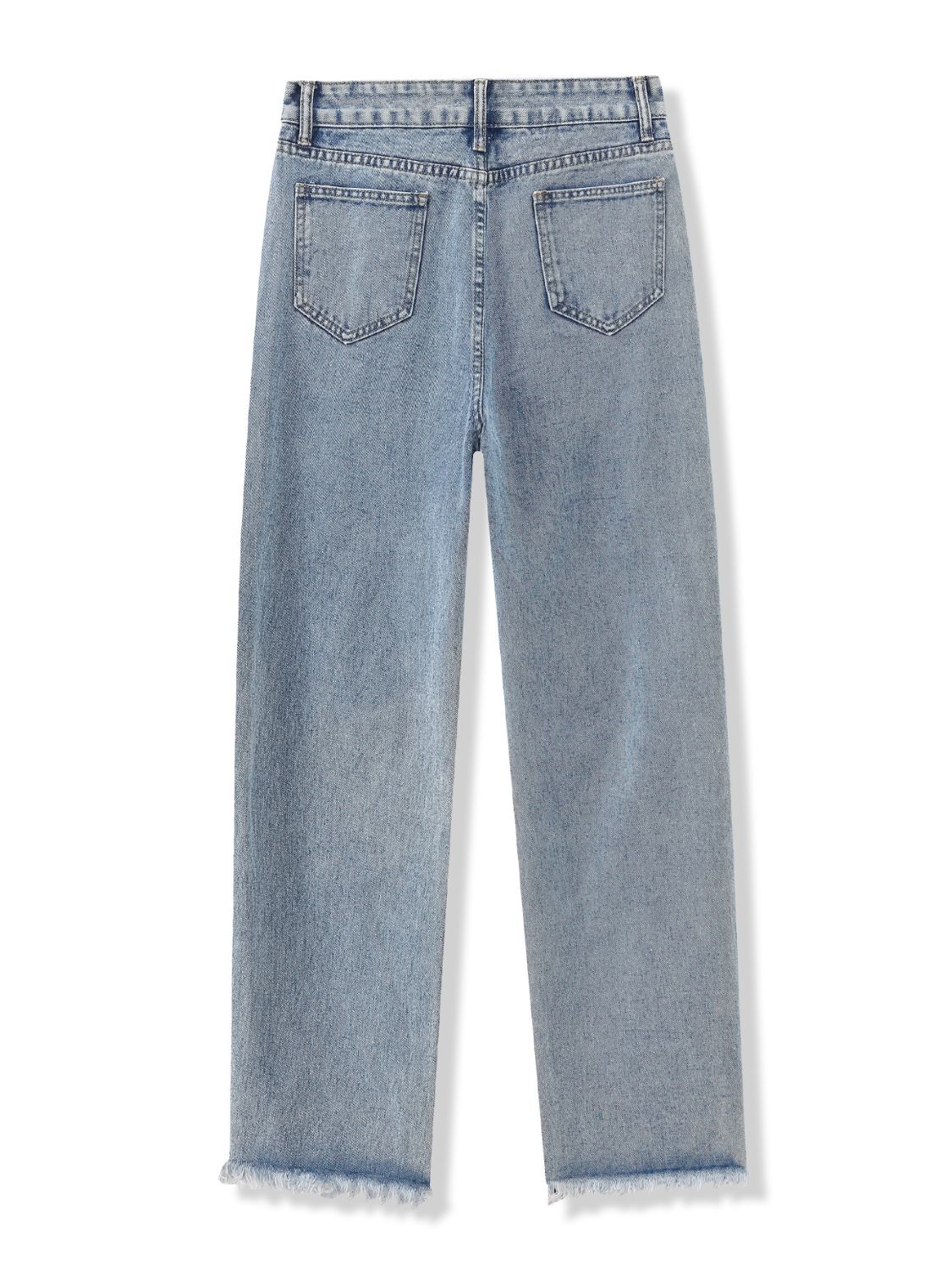 Distressed Raw Hem Jeans - felvior