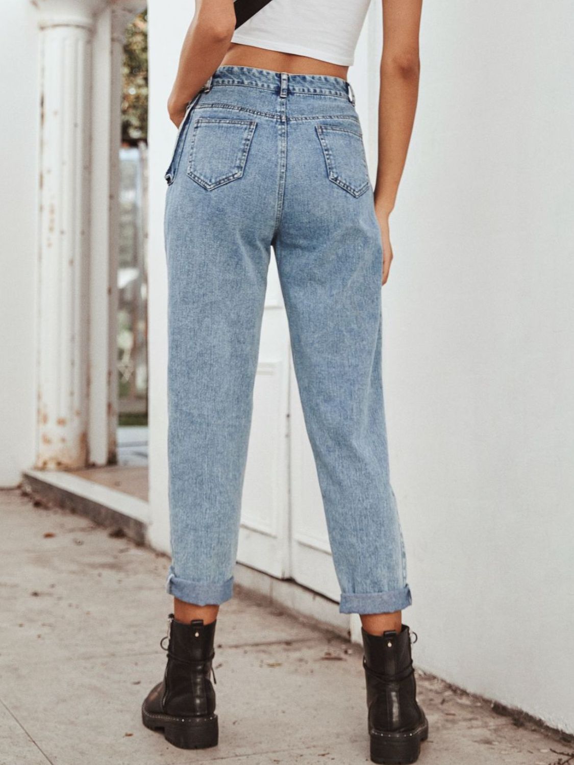High Waist Straight Leg Jeans - felvior