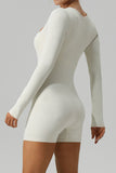 Square Neck Long Sleeve Active Romper - felvior