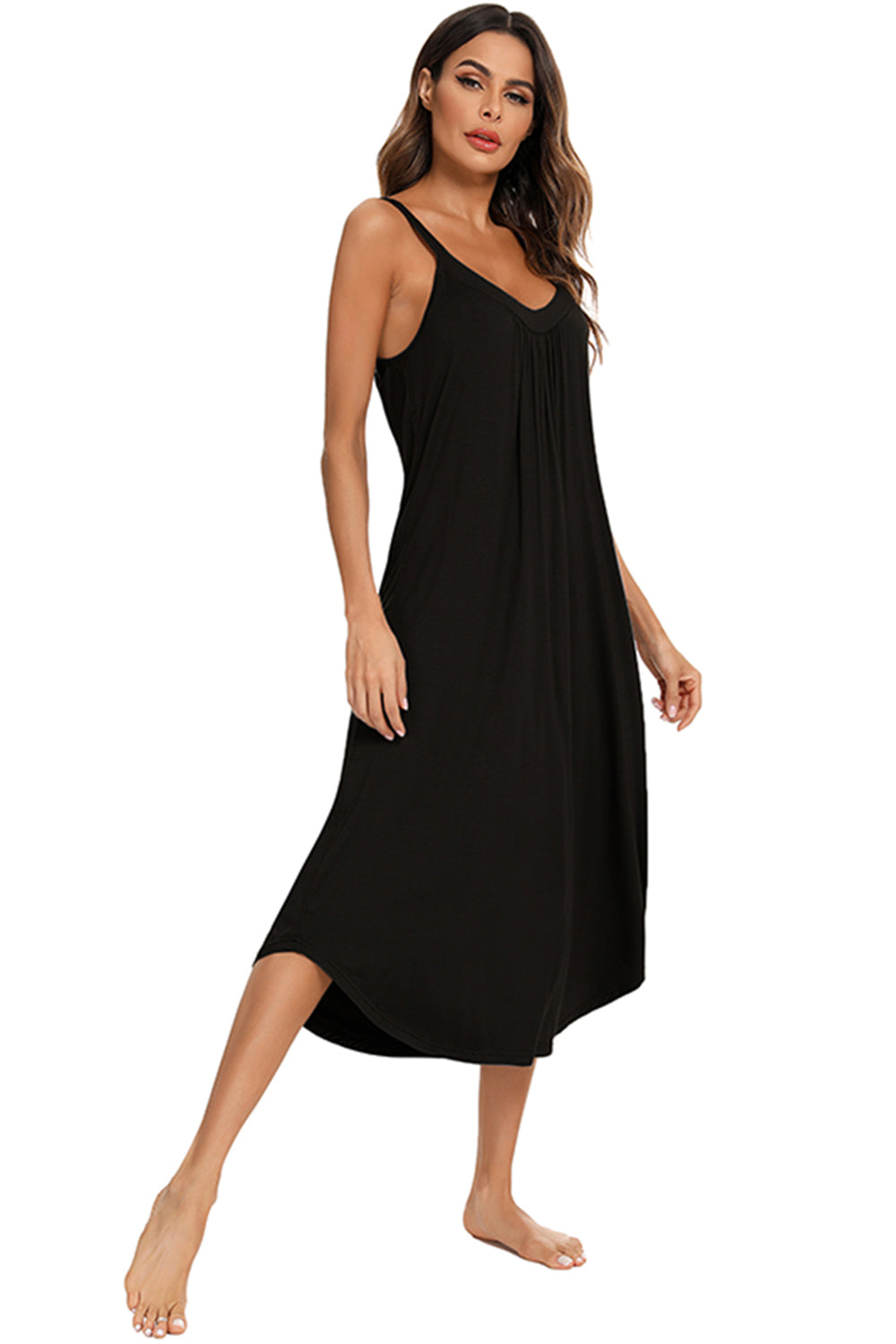 V-Neck Midi Lounge Dress - felvior