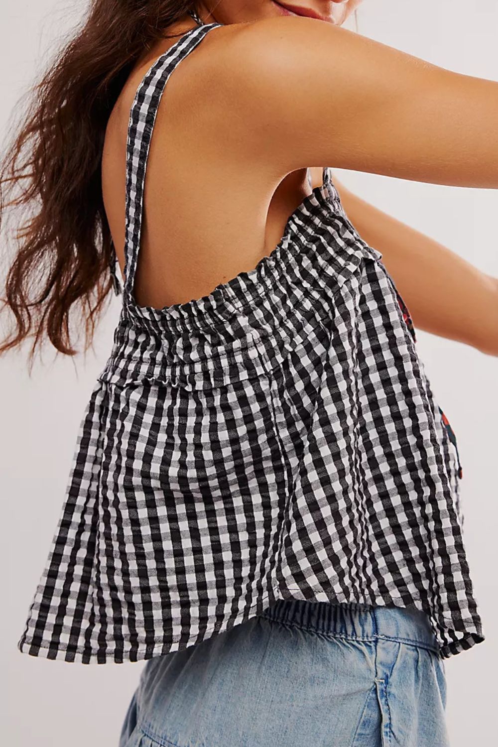 Tied Front Textured Square Neck Cami