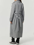 Collared Neck Long Sleeve Longline Coat - felvior