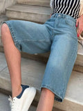 High Waist Denim Shorts with Pockets - felvior