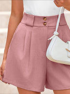 Two Button Wide Waistband Shorts
