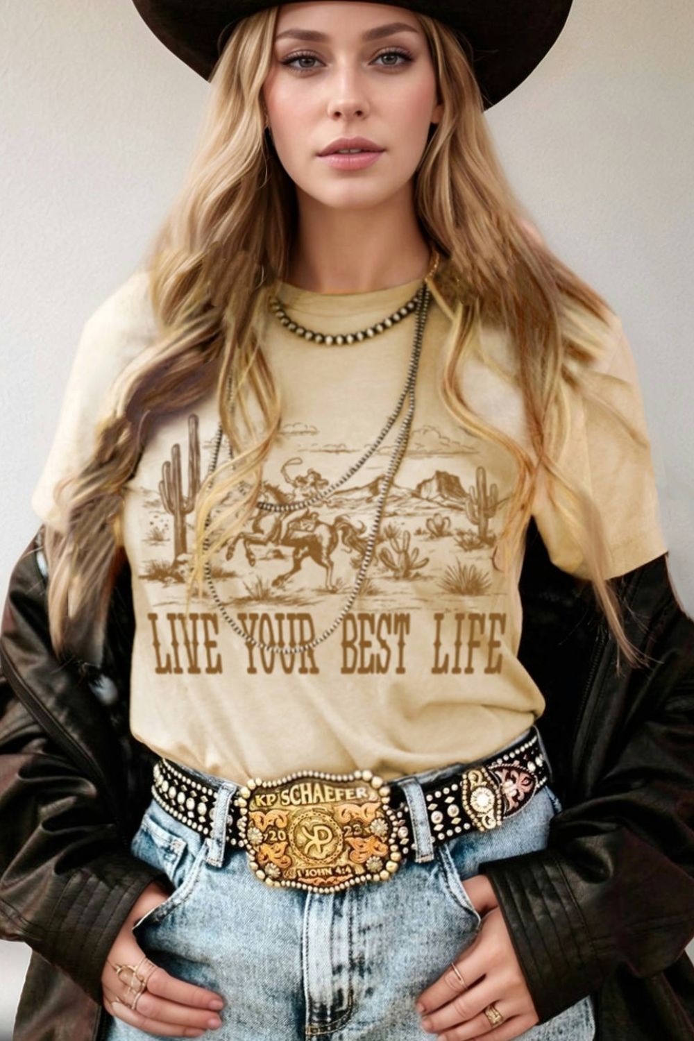 LIVE YOUR BEST LIFE Western Graphic Short Sleeve T-Shirt Hauptbild
