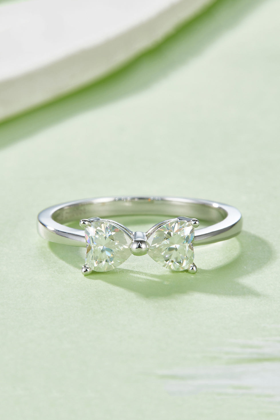 1 Carat Moissanite 925 Sterling Silver Bow Ring - felvior