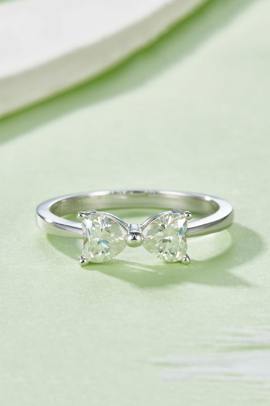 1 Carat Moissanite 925 Sterling Silver Bow Ring - felvior