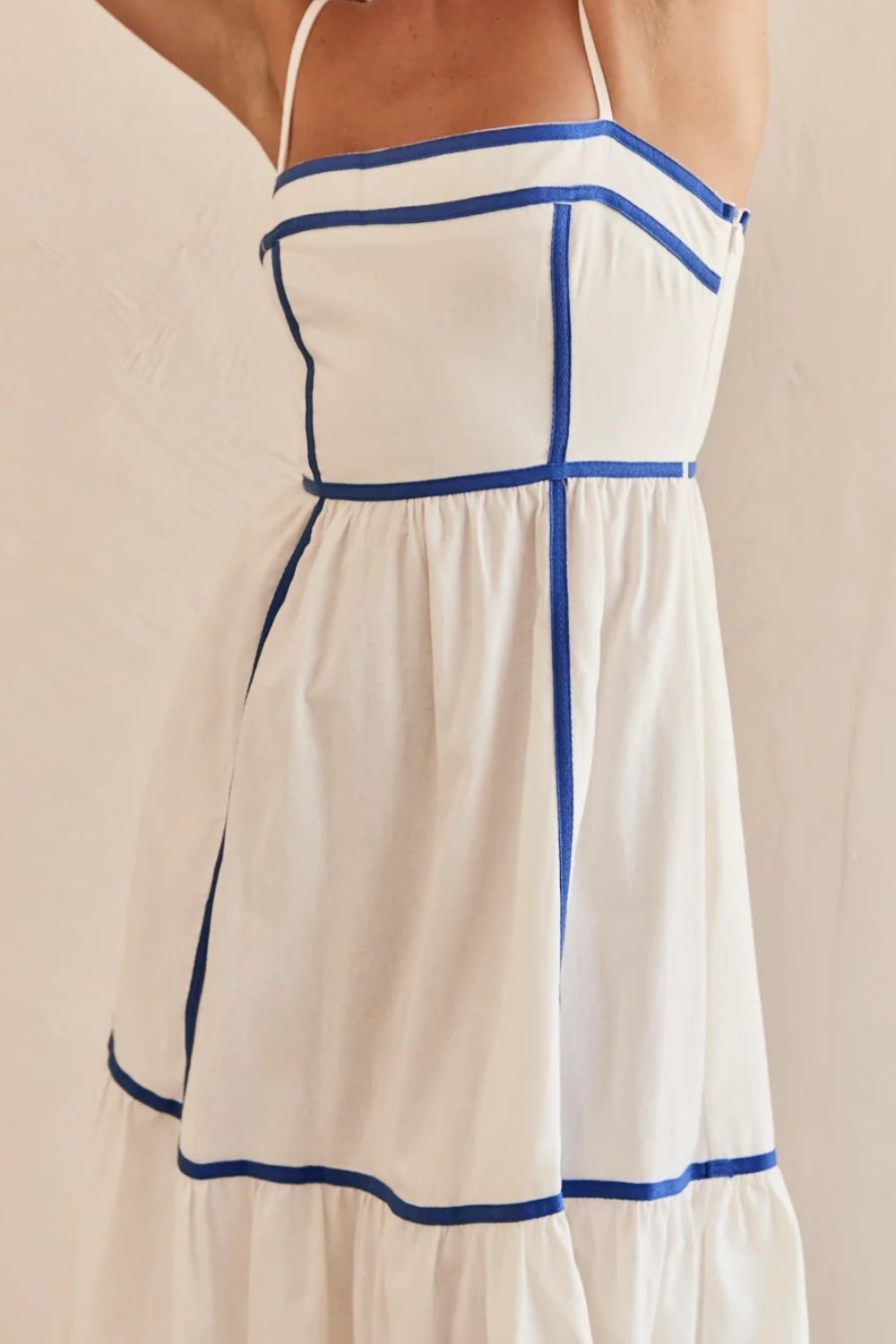 Contrast Trim Square Neck Midi Cami Dress - felvior