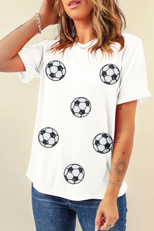 Football Round Neck Short Sleeve T Shirt