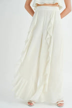 MABLE Crop Cami and Ruffled Wide Leg Pants Set