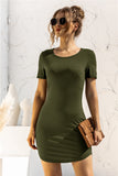 Round Neck Short Sleeve Mini Dress - felvior