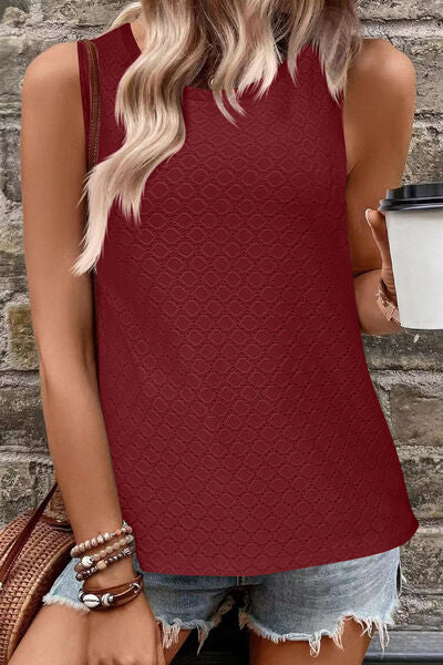 Florira Eyelet Round Neck Tank - felvior
