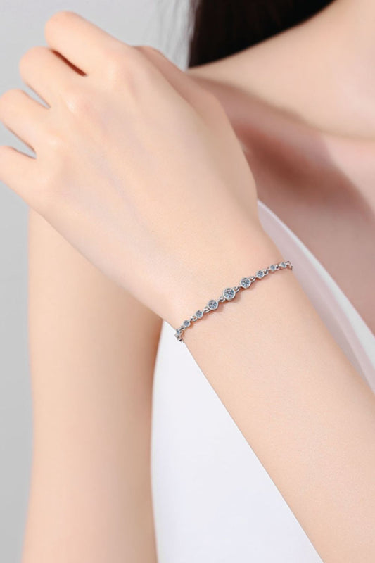 925 Sterling Silver Inlaid Moissanite Bracelet - felvior