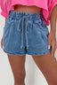 Drawstring High Waist Denim Shorts with Pockets