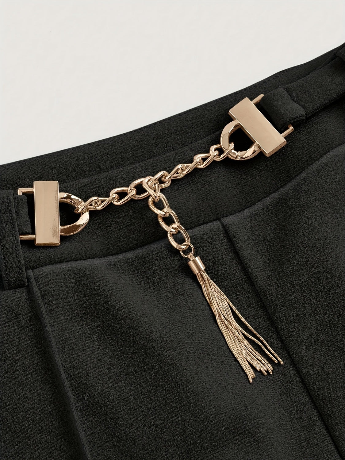Chain Detail High Waist Pants - felvior