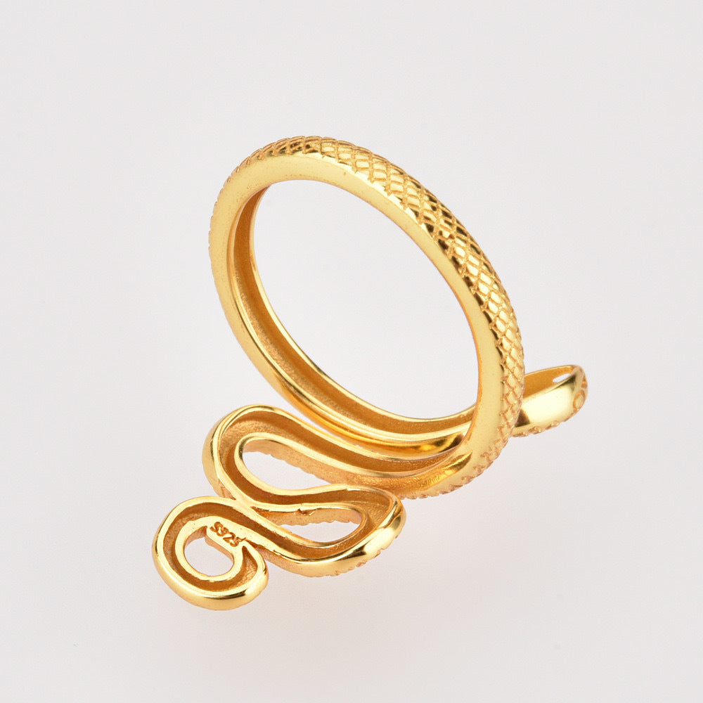 925 Sterling Silver Snake Shape Ring - felvior