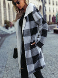 Plaid Open Front Coat with Pockets - felvior