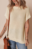 Round Neck Short Sleeve Knit Top - felvior