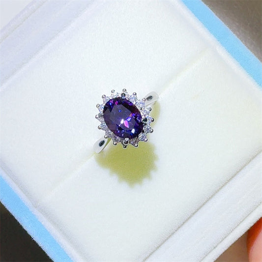 2 Carat 925 Sterling Silver Oval Moissanite Ring - felvior