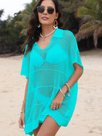 Hollow Out Collared Neck Cover-Up