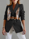Buttoned Lapel Collar Long Sleeve Blazer - felvior