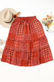 Printed Drawstring Midi Skirt - felvior