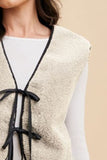 Annie Wear V-Neck Tie Detail Vest Coat - felvior