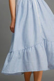 Umgee Full Size Striped Midi Dress with Smocked Waist Plus Size