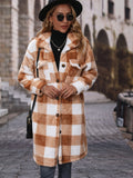 Plaid Collared Neck Button Down Coat - felvior