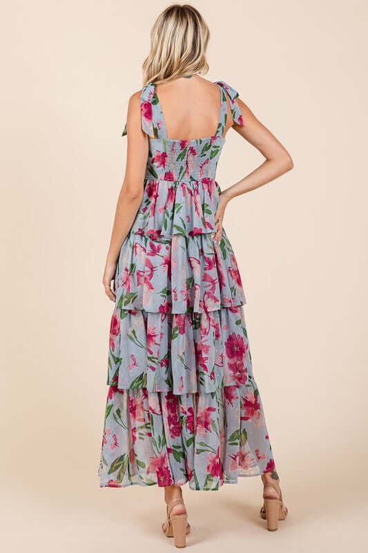 Mittoshop Layered Floral Sweetheart Neck Maxi Dress Zweitbild