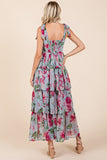 Mittoshop Layered Floral Sweetheart Neck Maxi Dress - felvior
