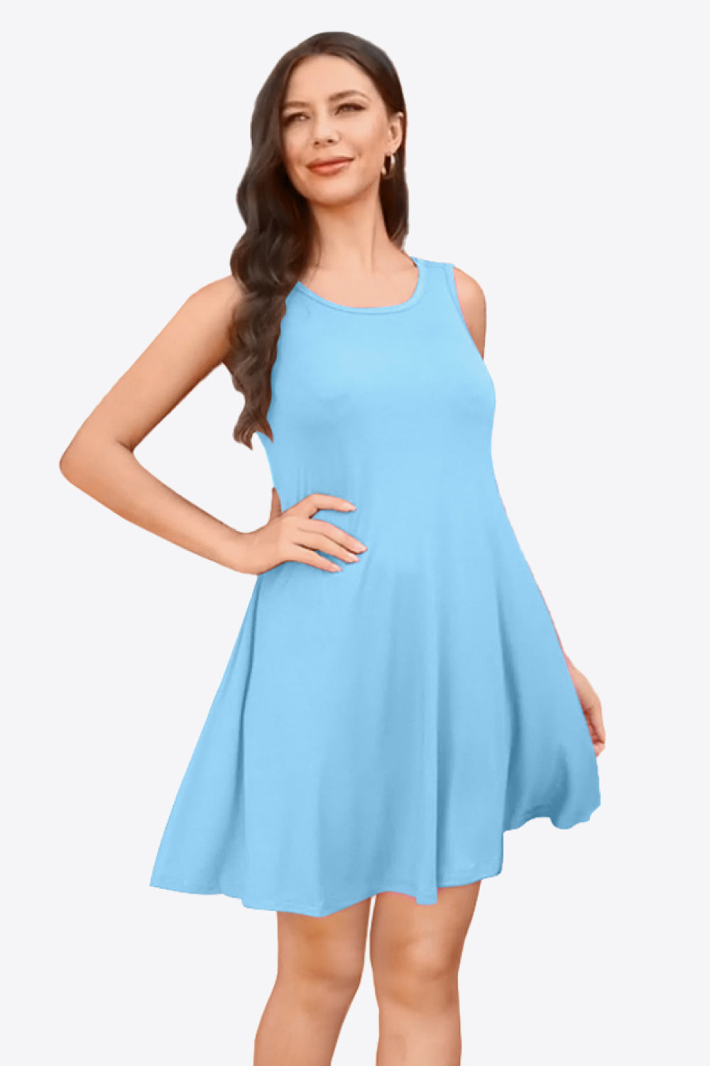 Full Size Round Neck Sleeveless Dress with Pockets - felvior