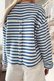 Stripe Chest Pocket Notched Top - felvior