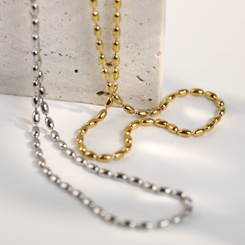Titanium Steel Beaded Necklace - felvior