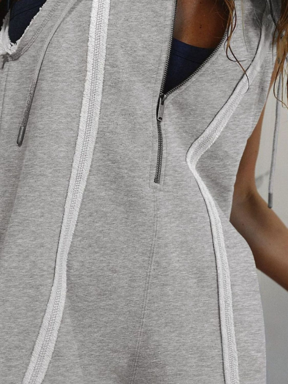Half Zipped Hooded Sleeveless Romper