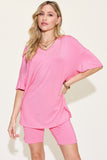 Basic Bae Full Size V-Neck Drop Shoulder T-Shirt and Shorts Set - felvior