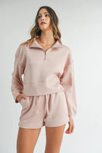 MABLE Half Zip Sweatshirt and Shorts Set