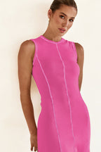 Contrast Stitching Maxi Tank Dress