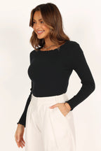 Lettuce Edge Round Neck Long Sleeve T-Shirt