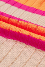 Contrast Striped Drop Shoulder Open Front Cardigan