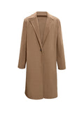 Collared Neck Button Up Long Sleeve Coat - felvior