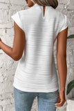 Textured Mock Neck Cap Sleeve Top - felvior