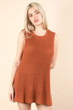 VERY J Slit Round Neck Top and Shorts Sweater Set - felvior