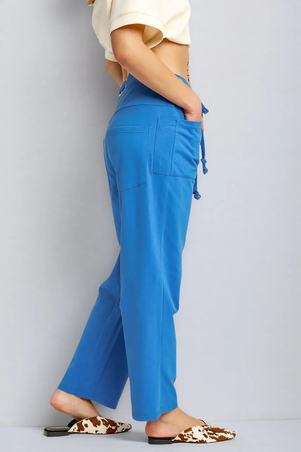 Umgee Drawstring Wide Leg Casual Pants