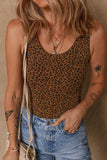 Leopard Scoop Neck Wide Strap Bodysuit - felvior
