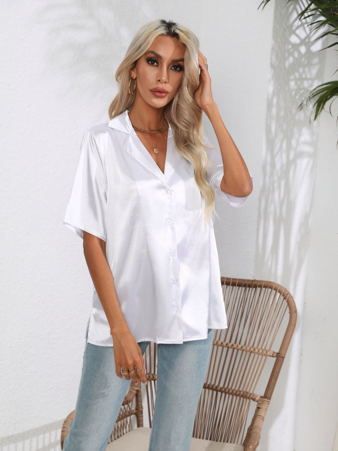 Button Down Short Sleeve Shirt - felvior