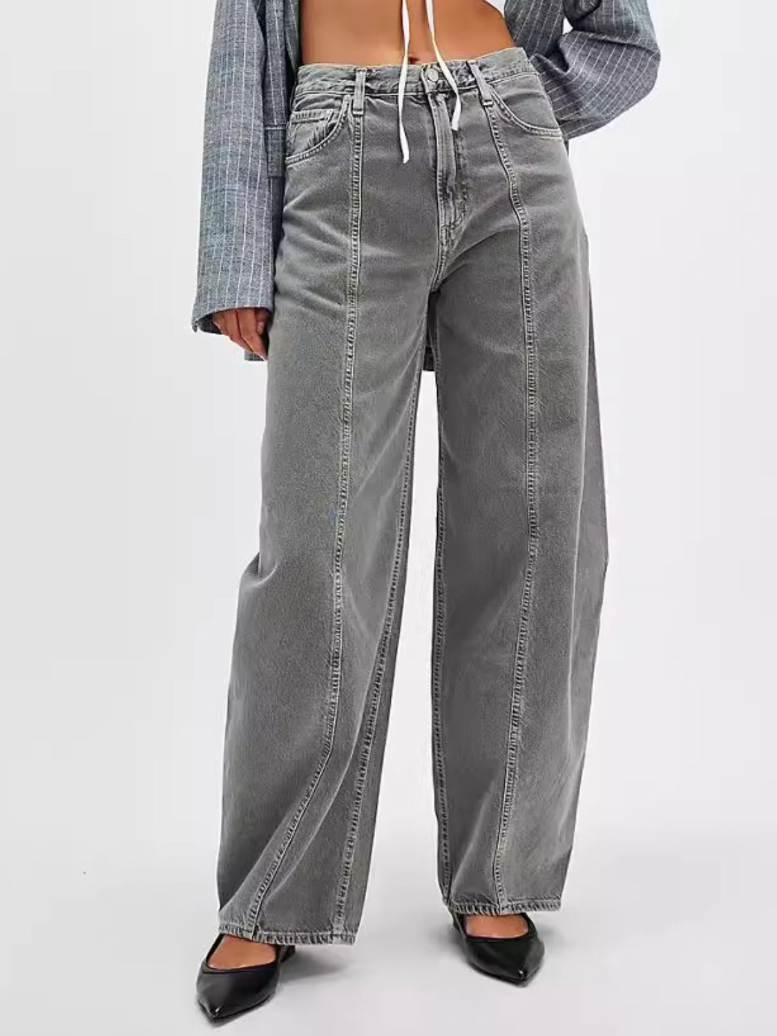 Wide Leg Jeans with Pockets - felvior