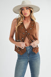 Aemi + Co Heart Rivet Detail Suede Vest Coat - felvior